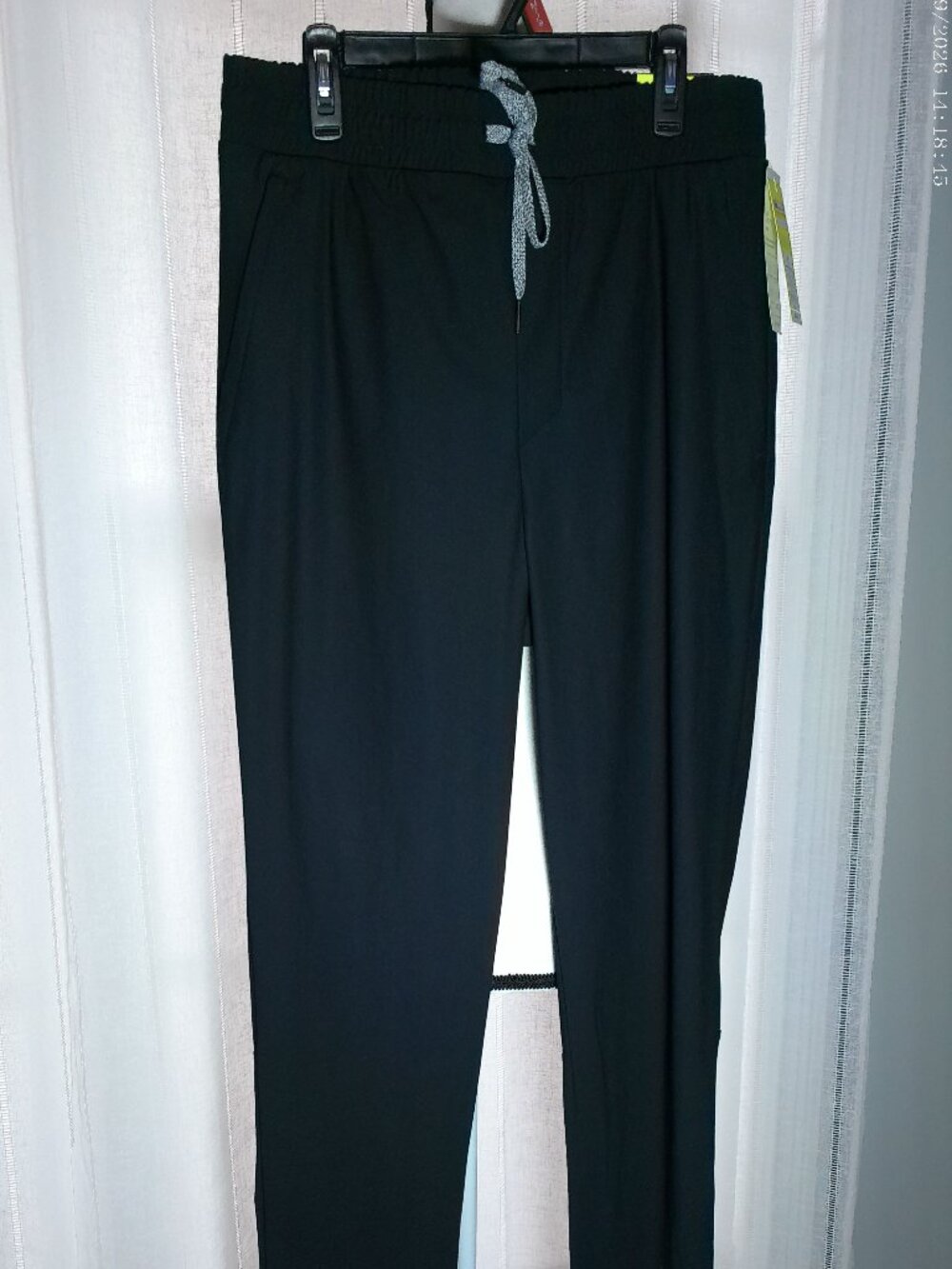 ALL IN MOTION Men's Pants w/(3) Zip Pockets Straight Leg Pull-On Black NWT M